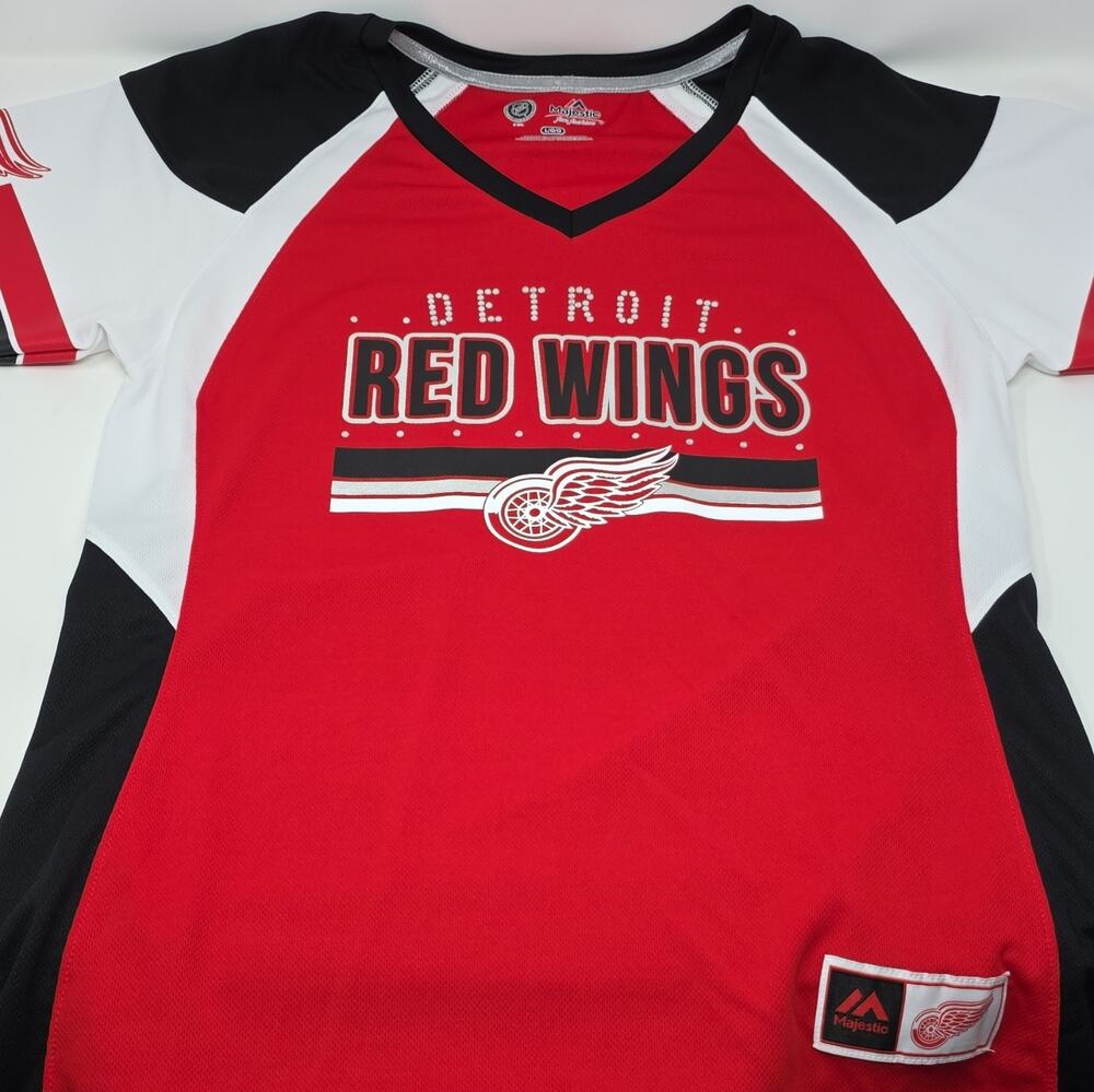 Majestic Detroit Red Wings NHL Shirt L/G Red White Black